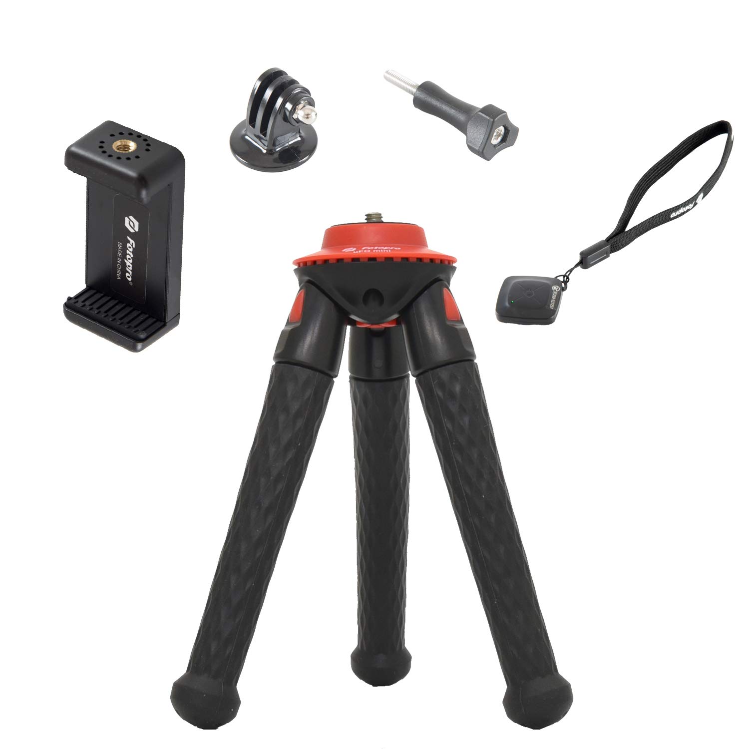

Fotopro Flexible Tripod UFO mini Black Red Tabletop Smartphone Remote Control Selfie Small 817709 &