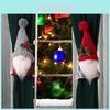 Creative Christmas Decor Gnome No Face Doll Curtain Tiebacks In Red And Gray