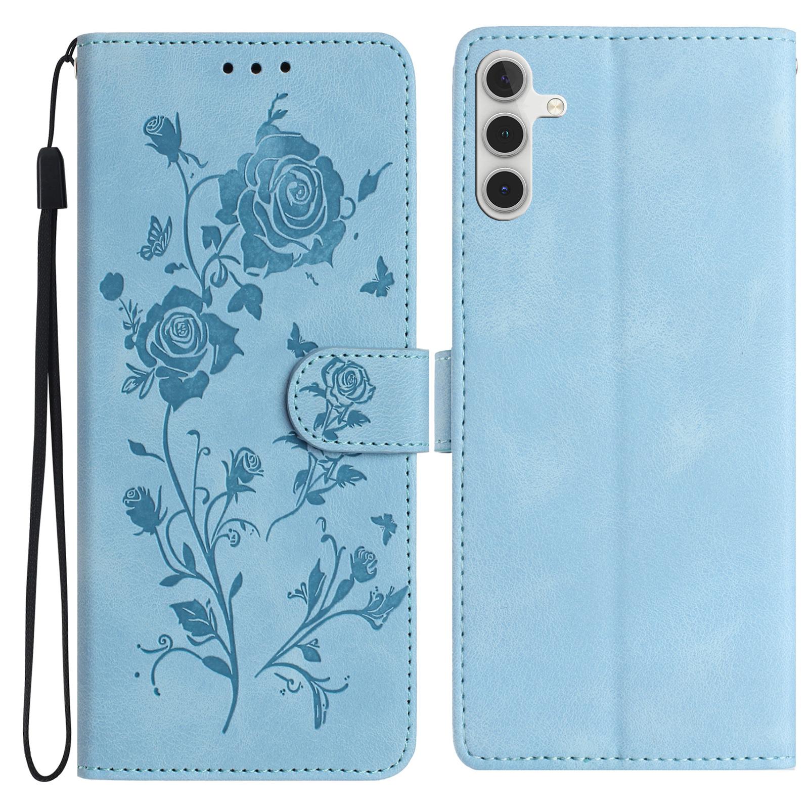 

For Samsung Galaxy A36 5G Wallet Case Rose Pattern Imprinted Leather Flip Stand Phone Cover D