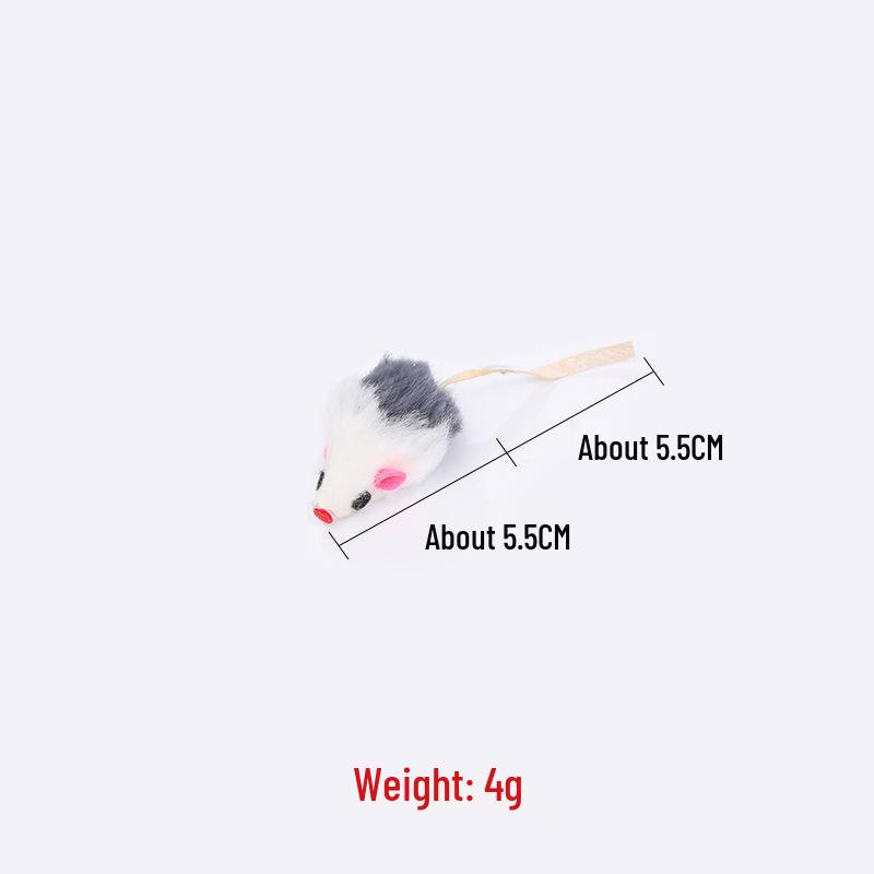 

Барвиста іграшка для миші/кота з кролячого хутра з піском та гравієм для самостійної гри сірий колір/білий