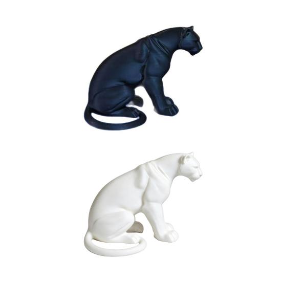 Panther Figurine 3D Printed Black White Wildlife Figure Collectible Animal Sculpture for Home Office Desk Decor