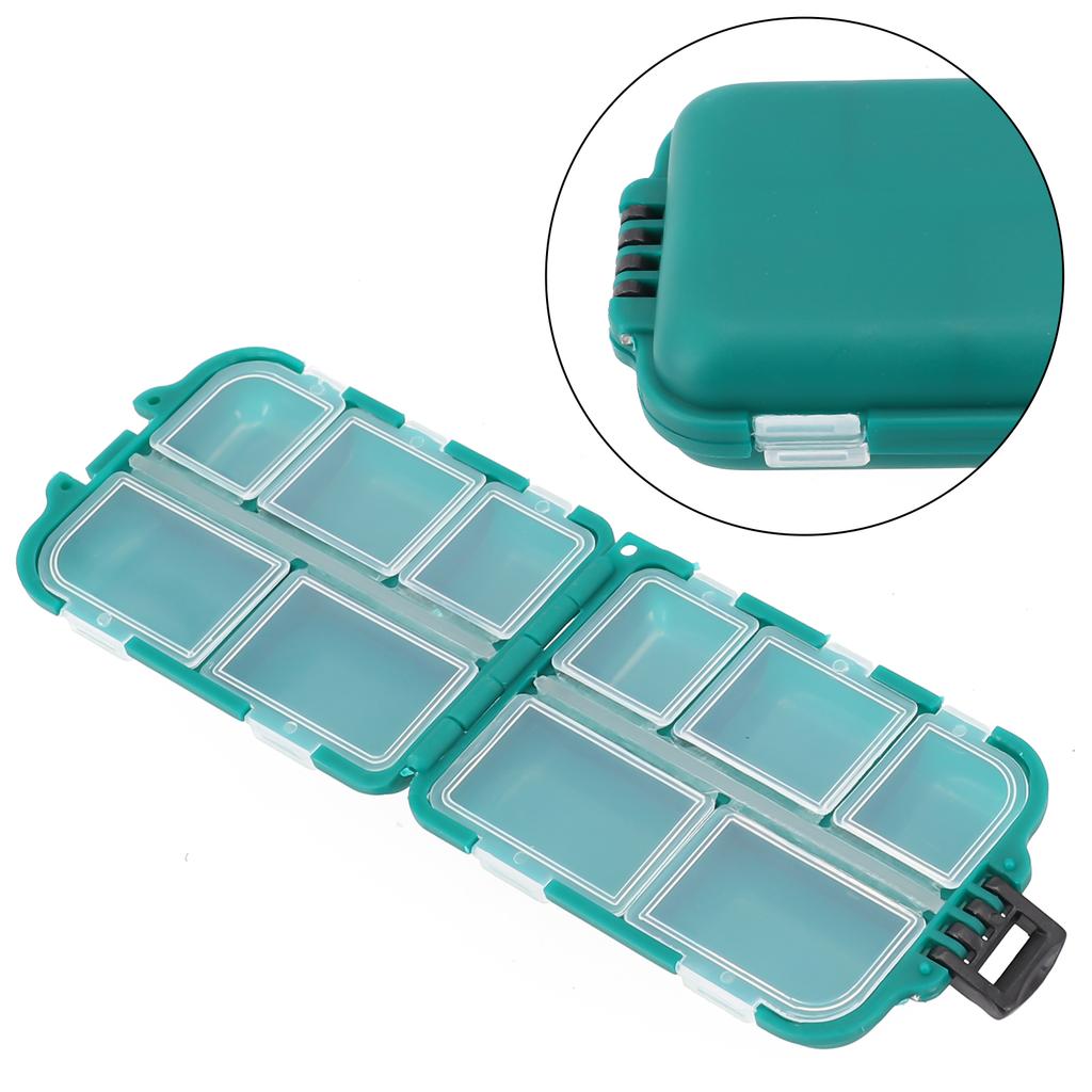 Plastic Fishing Lure Bait Hook Tackle Storage Box Case With 10 Independent Grids