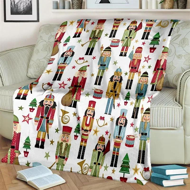 Nutcracker Christmas Tree Cartoon Blanket,Soft Throw Blanket for Home Bedroom Bed Sofa Picnic Travel Office Cover Blanket Kids