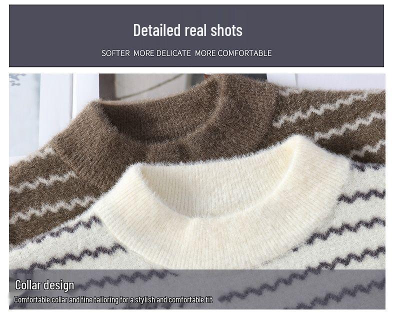 Herr Mink Cashmere Höghalsad Tröja - Vinter Förtjockad Stickad Trend