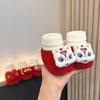 Festive Red New Year Newborn Baby Shoes & Socks - Winter Non-Slip Pre-Walkers for Full Moon To One Year Olds