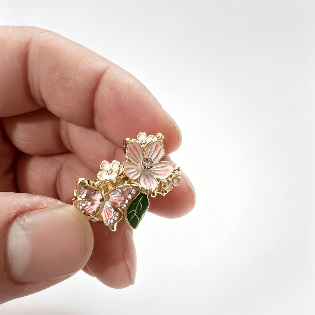 1 Item Elegant Butterfly Flower Ring High-quality Jewelry Open Ring Suitable for Women To Wear A Wedding Gift Irish Valentine's Day Gift