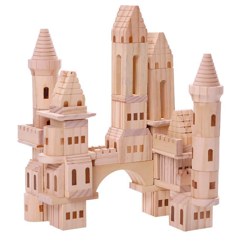 Schloss Bauen Holzbausteine Für Kinder Pädagogisches Spielzeug Mit Spielen Drinnen