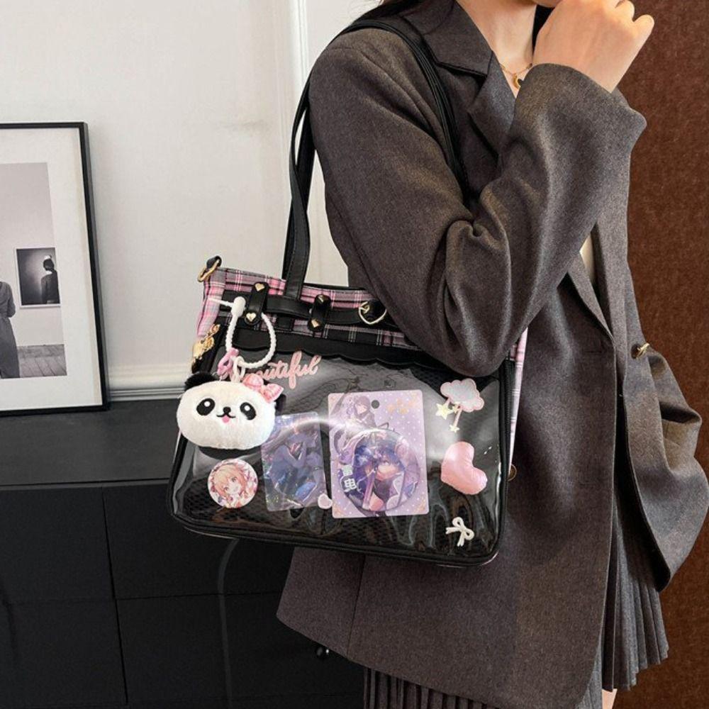 Y2K Cartoon Anime Itabag Lattice Transparent Shoulder Bag Lovely JK Crossbody Bag Ladies/Girls