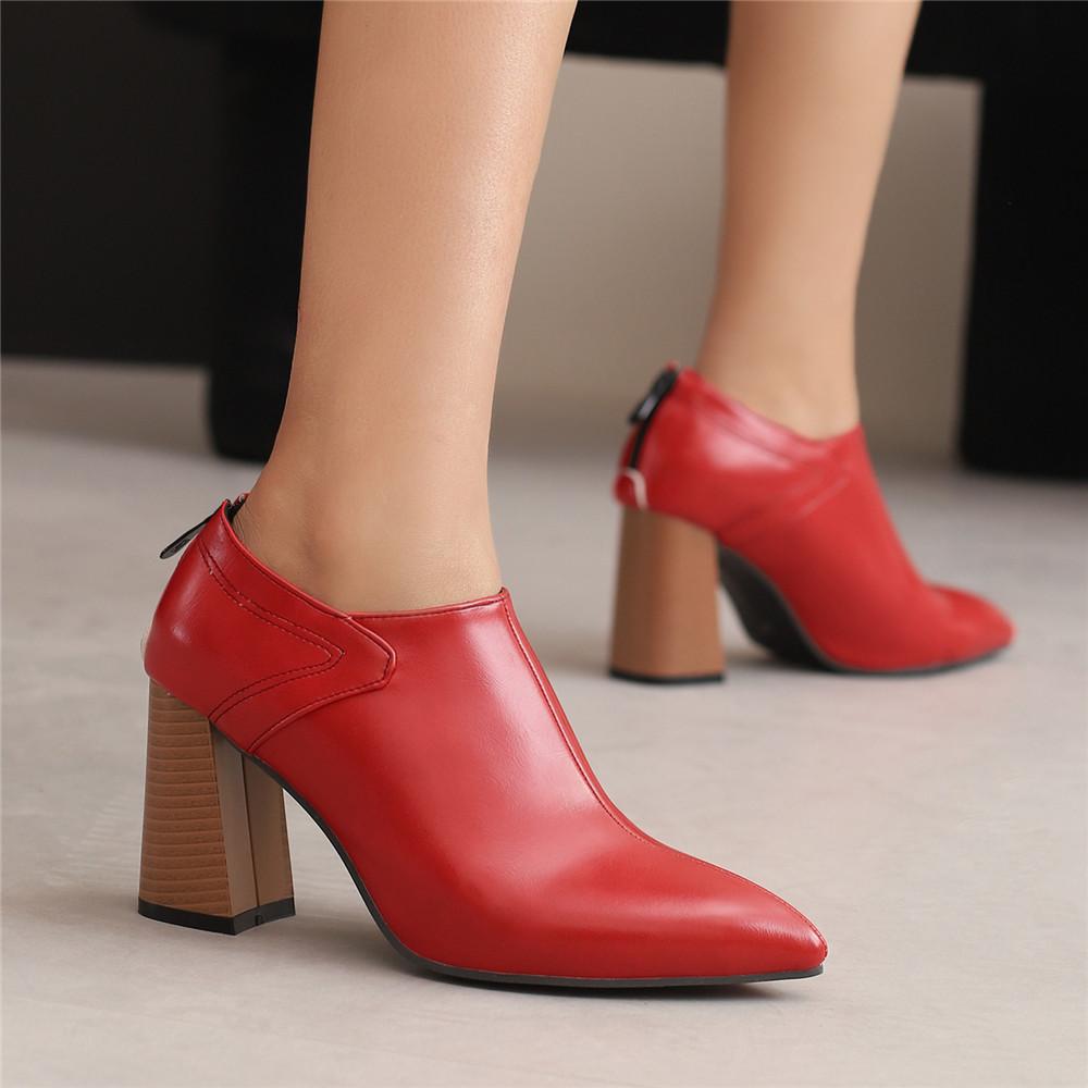 Spring Autumn New Women Pump High Heel Unisex Oxford Vintage Fetish Pointed Toe Zip Pumps Party Shoes Plus Size 32-46 Black Red