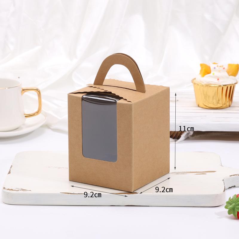 1-Piece Handheld Muffin & Cupcake Box with Transparent Window for Pastry and Dessert