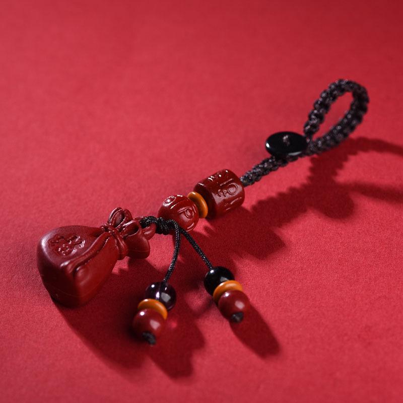 2026 Cinnabar Lucky Bag Car Keychain: Stylish and Unisex Wealth Charm Gift Ornament