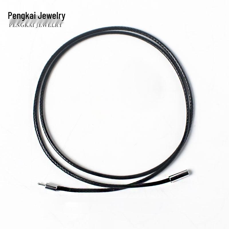 

3.0 Зашифрованный шнур для ожерелья с застежкой-кнопкой - Корейский воск, Черная кожа, Унисекс шнур для подвески для DIY ювелирных изделий. Cord 1.5 thickness (buckle 3.0) 40cm length