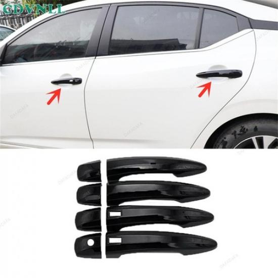 For Nissan Sentra -2025 Bright black Front Car Door Handles Cover Trim 8pcs