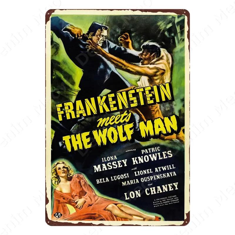 Halloween Party Vintage Metal Tin Sign Trick or Treat Home Bedroom Club Wall Decor Pumpkin Monster Poster Door Decorati