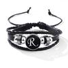 Fashion 26 Letters PU Leather Bracelets Multilayer A-Z Name Initials Bracelet For Men Wrist Accessories Jewelry Birthday Gifts