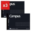 Campus Notebook Adult Campus Half Size Graph Ruled B6Shaped Black 50-Sheet Set of 2 -295S5-DX2SET