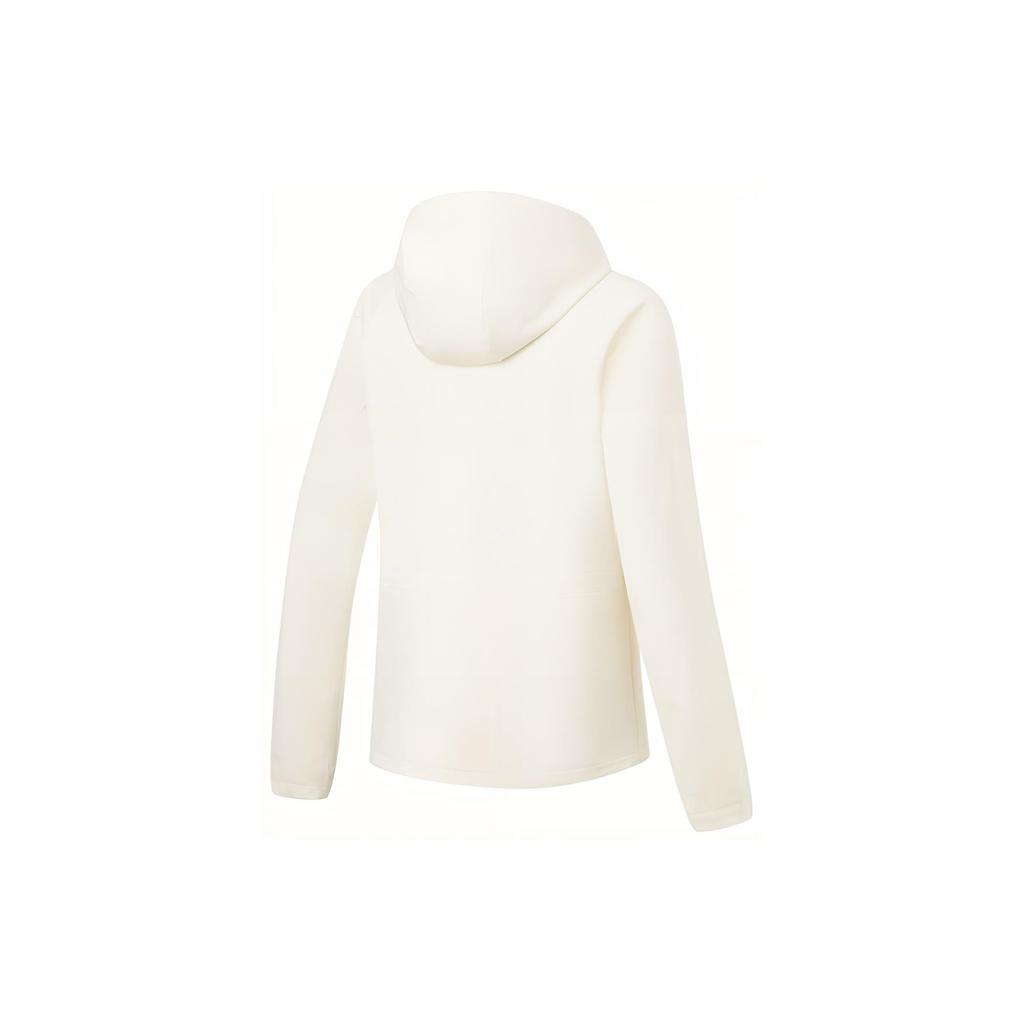 Li Ning Fitness Series Solid Color Hooded Long Sleeve Jacket Women jackets Champagne-White AFDT650-1