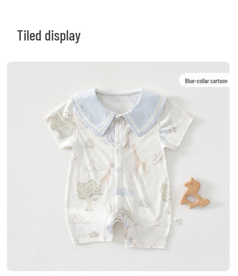 Newborn Summer Cotton Romper - Short Sleeve for Boys & Girls, Cute and Cool Design