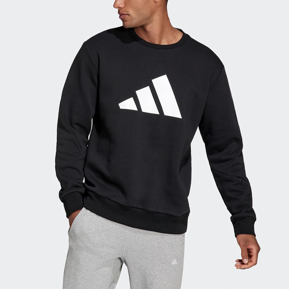 Adidas Essentials Winter Series Crew Neck Sweatshirt Large Logo Print Warm Casual Tops Men Black H46507