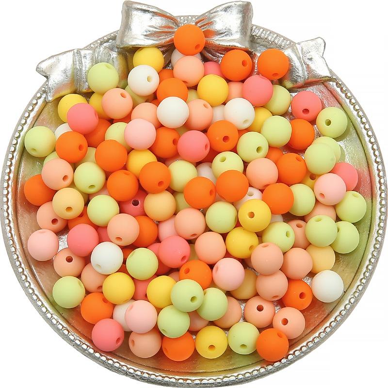 Handgefertigtes Armband Perlen Solide Acryl Mattiert Gemischte Farbe Perlen Handgefertigt DIY Handykette Macaron Schnur Halskette Runde Perlen Lose Perlen