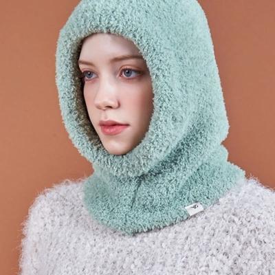 VARZAR Monogram Label Soft Knit Balaclava Light Green