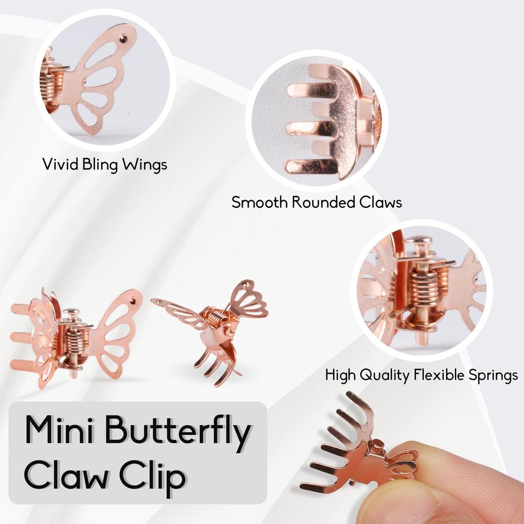 20 Stück Mini Metall Schmetterling Haarklammern, Hohl Kleine Schmetterling Haarclips, Niedliche Seitenpony Zöpfe Haarspangen für Damen Mädchen Haarschmuck