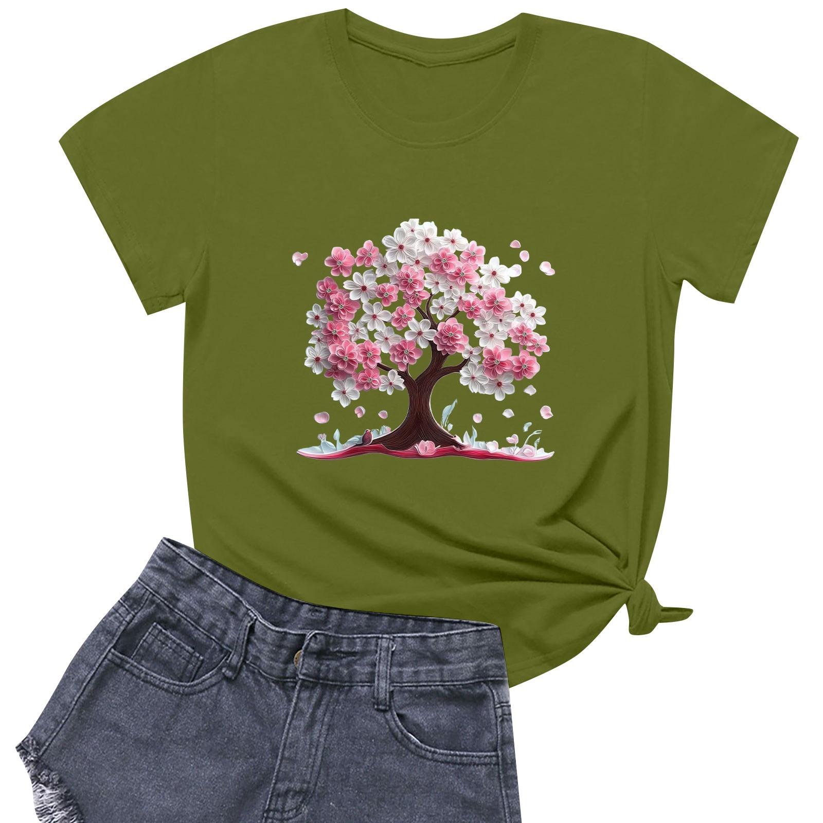 

Женская повседневная футболка с круглым вырезом и короткими рукавами с принтом XL