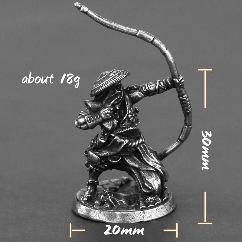 White Copper Japanese Shogunate Samurai Figurines Miniatures Vintage Metal Soldiers Model Statue Desktop Toy Ornament Decoration
