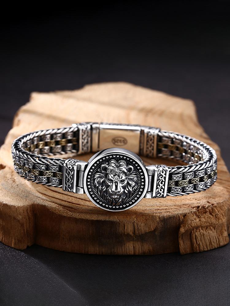 Xiangxu Bracelet, Mighty Weaving Lion Head Bracelet, Mighty Trendy Thai Retro Vintage Vintage