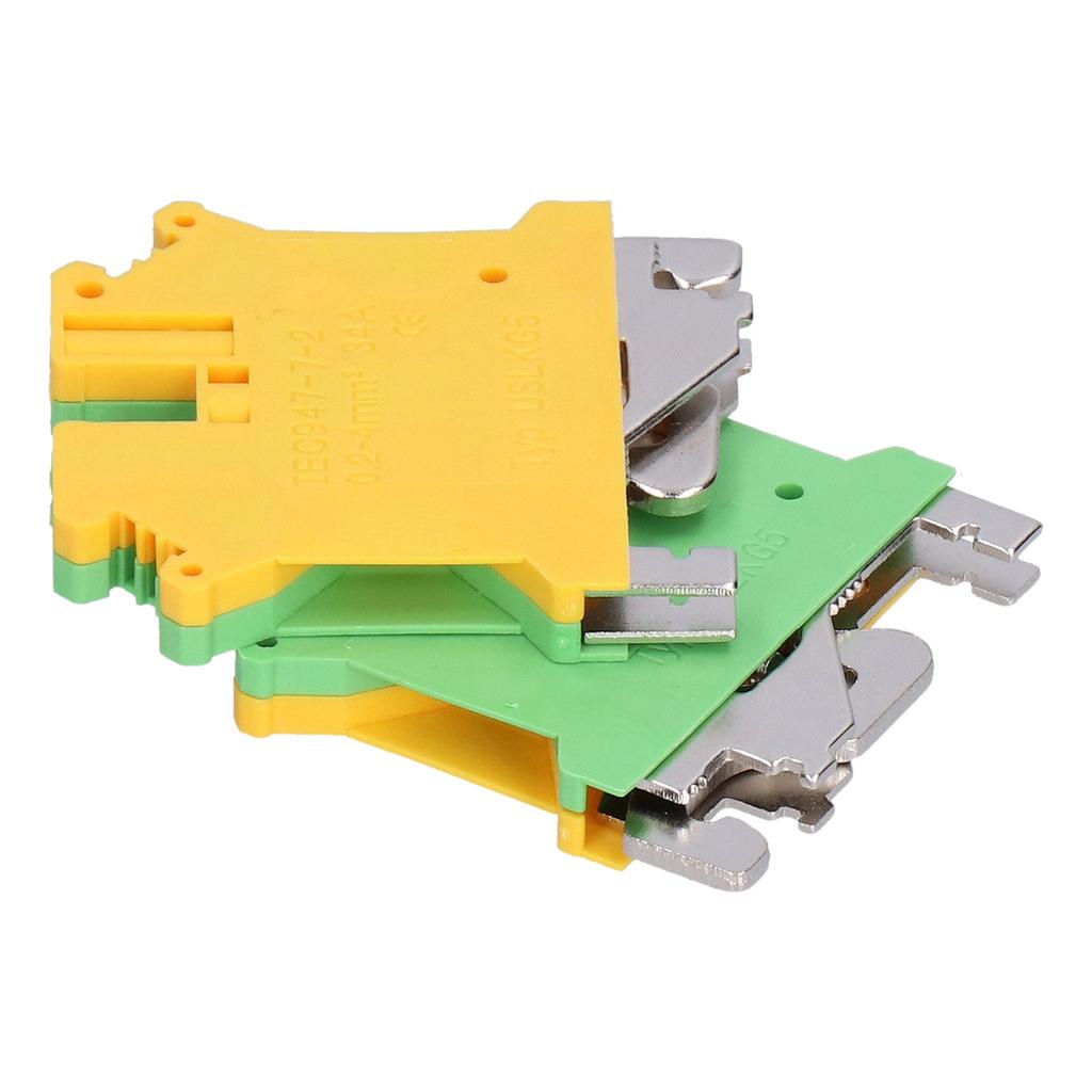 50 Stück DIN-Schienenmontageklemme 2-Kanal Seitenverdrahtung Erdungsklemmenblock 34A USLKG?5