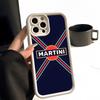 Martini Racing Horizontal Stripe Phone Case Simple Solid Color Matte Silicone For IPhone 16 15 14 13 12 11 Pro Max Plus Lens Fu