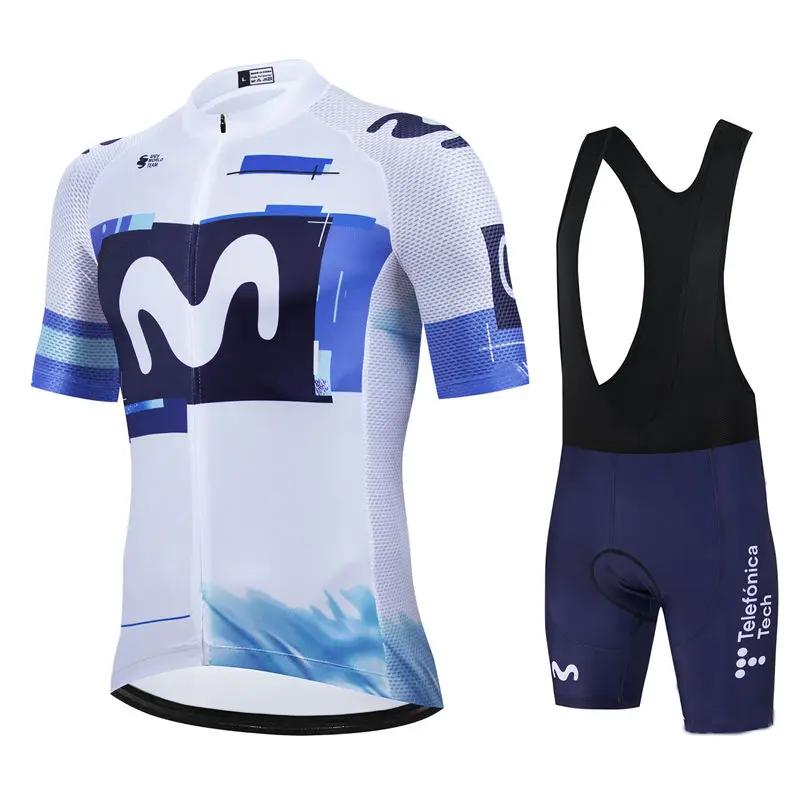 Movistar Pro Team Summer Cycling Jersey Suit Men's Breathable Mountain Bicycle Clothing Set Bike Mountain Maillot Ropa Ciclismo