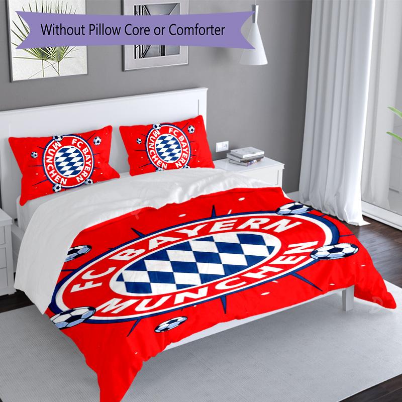 Set di biancheria da letto con motivo logo FC Bayern Monaco da 3 pezzi, set copripiumino include copripiumino e federe, decorazione perfetta per la camera da letto in ogni stagione e regalo