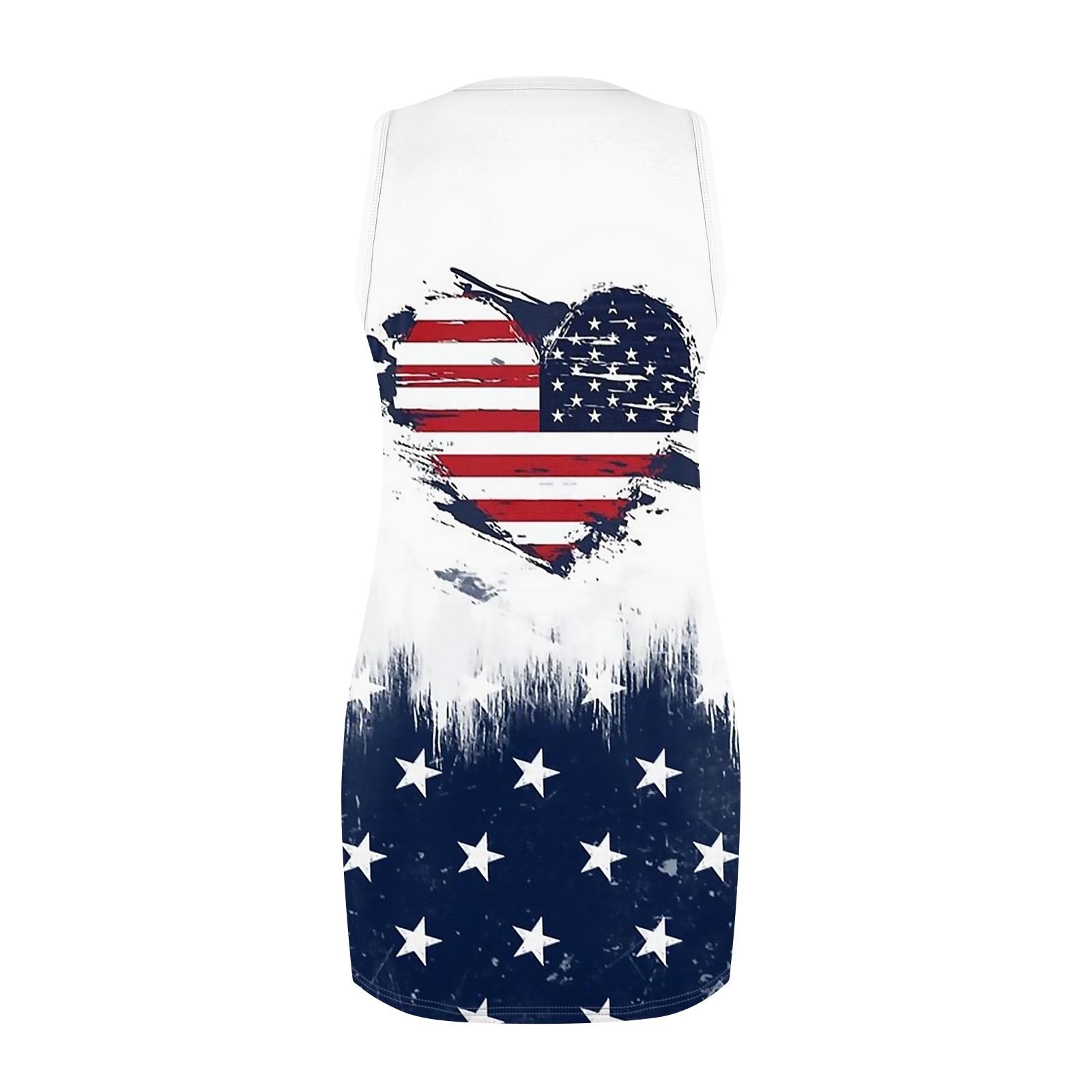 Женская мода Повседневные платья без рукавов Платья с принтом ко Дню независимости — фото 5