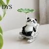 Cute Panda Figurines Rocking Frog Figurine, Resin Bobble Chair Decor with Lotus Leaf Design, Exquisite Photo Props Stress Relief Desk Ornament for Car