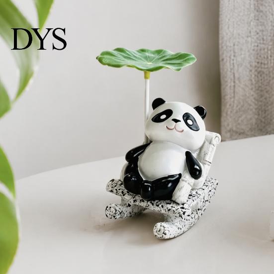 Cute Panda Figurines Rocking Frog Figurine, Resin Bobble Chair Decor with Lotus Leaf Design, Exquisite Photo Props Stress Relief Desk Ornament for Car