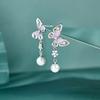 Earrings 925 Sterling Silver Butterfly Earrings Ins High-end Imitation Pearl Earrings