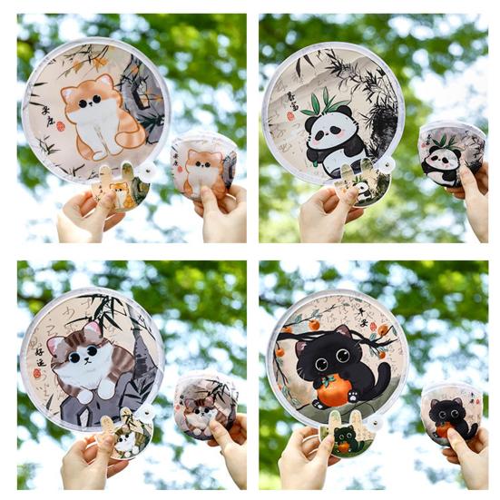 Cartoon Faltbarer Runder Fächer mit Fotografie-Reflektor Tragbar Leicht Taschenformat Outdoor Reise Camping Picknick Sommer Handfächer