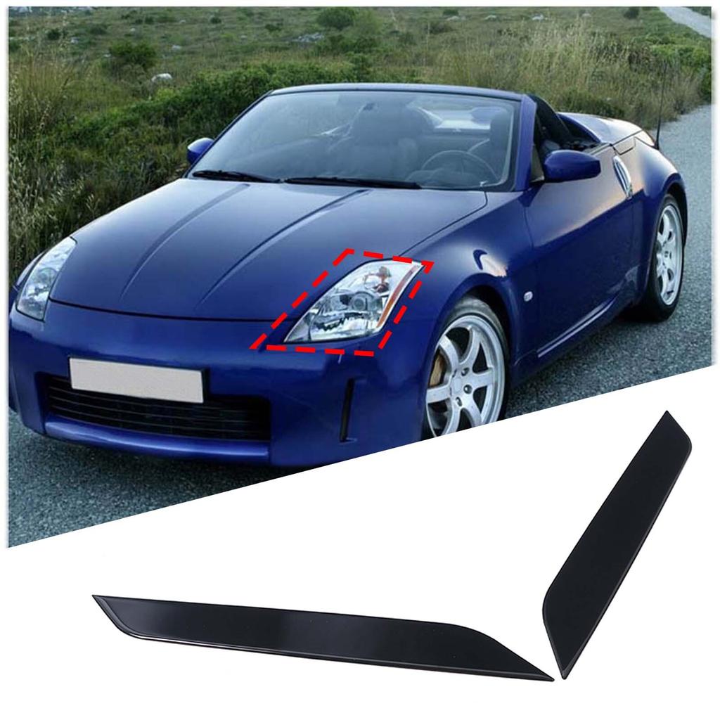 Glossy Piano Black Headlight Eyebrow Eyelid Cover For Nissan 350Z Z33 2003-2006