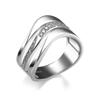Huitan Fashion Contracted Office Lady Finger Rings Silver Color Wave Shape Shine CZ Stone Simple Daily Wear Party Women Jewelry