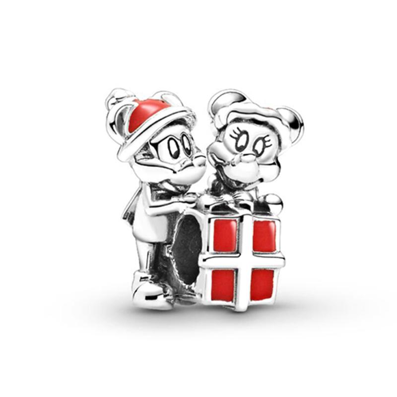 Disney Mickey Minnie Friends Dangle Charm Beads European Silver Bracelet Necklace DIY Jewelry Gift for Kids