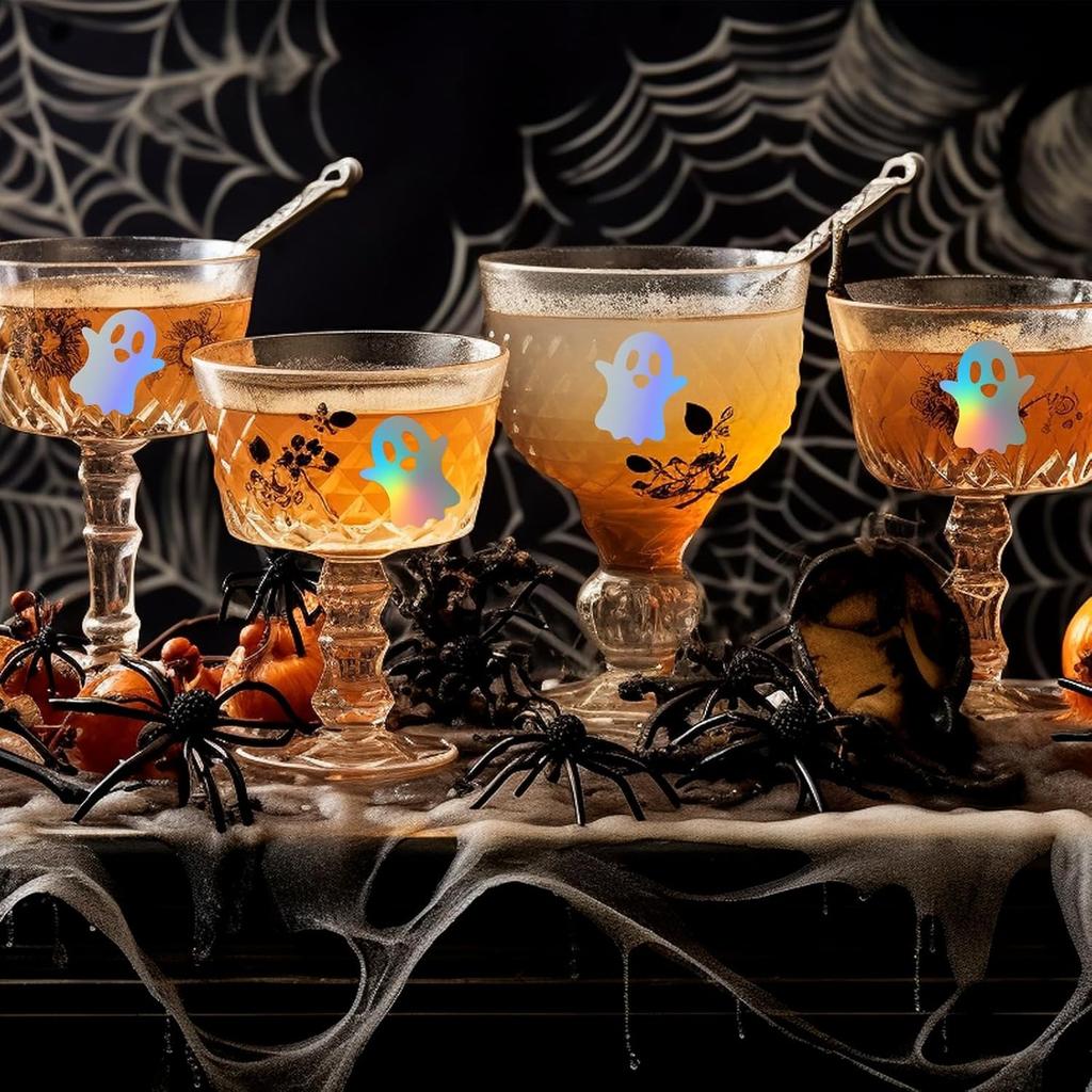 500pcs Halloween Ghost Stickers Roll Ghost Laser Stickers Decorative Self-Adhesive Paper Decals for Halloween Party Favors
