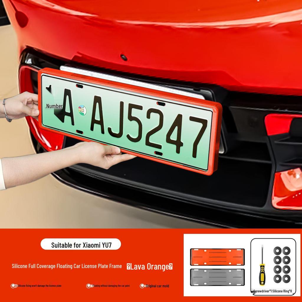 Floating License Plate Frame with Silicone Pad for Xiaomi YU7