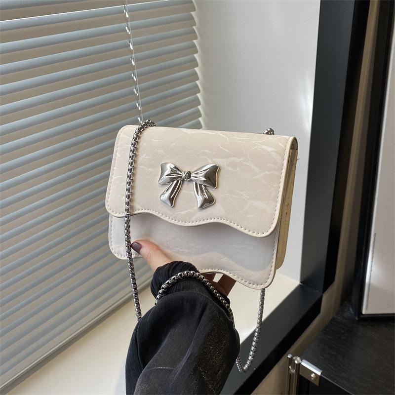 Trendy Black Blue Pink White Pu Small Square Handbag With Chic Chain Strap Design