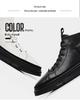 Men's High-Top Leather Winter Shoes, Velvet-Lined Martin Boots, Korean-Style Casual Sneakers