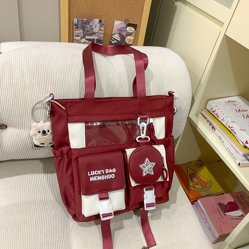 Student Carrying Book Bag Female Elementary School Student Tutoring Bag Canvas Large Capacity Cute Children Tutoring Bag Female Crossbody Bag