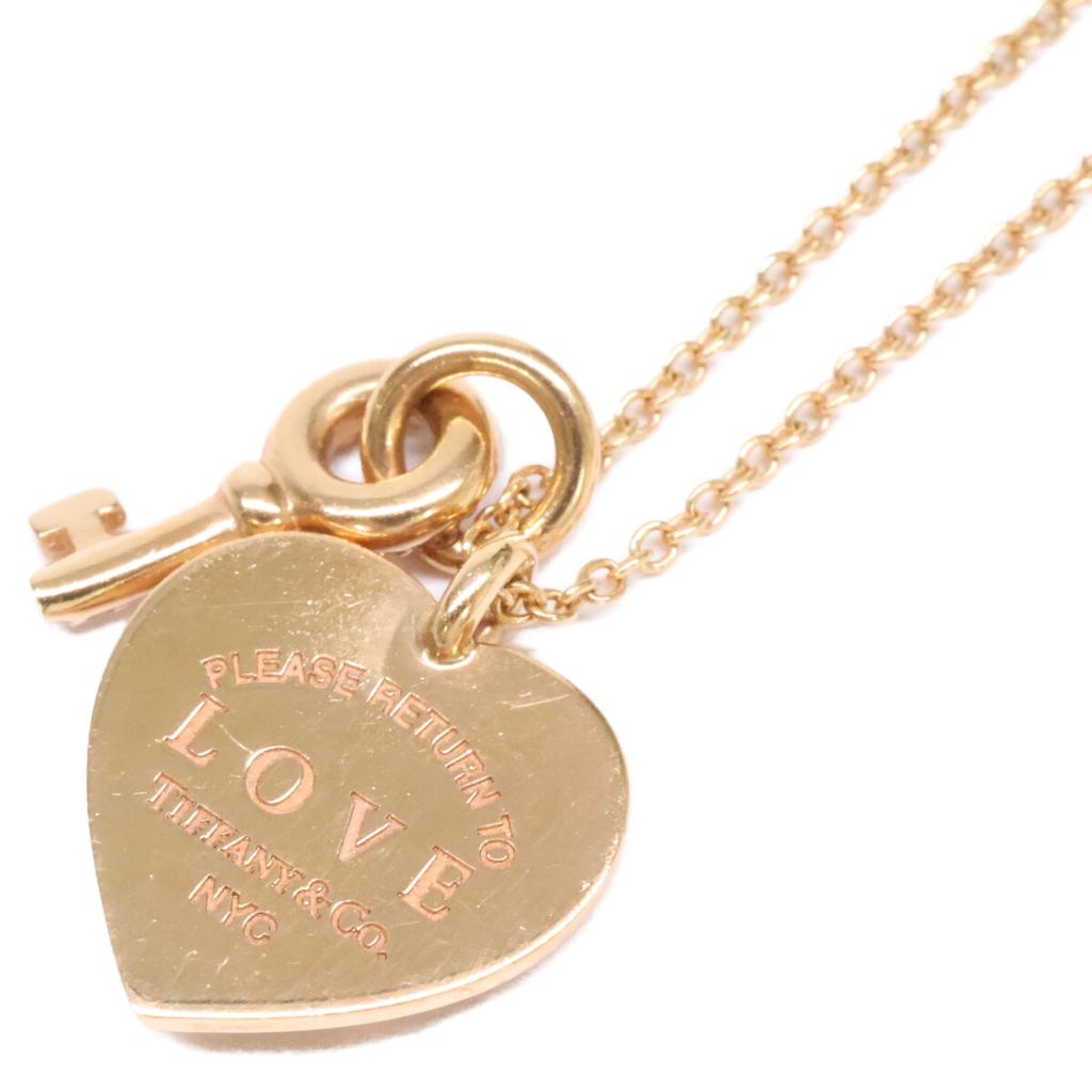 TIFFANY&Co. 750 Return to Love Heart Tag Key Diamond Necklace Yellow GoldUsed