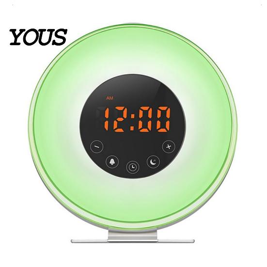 Sonnenaufgangswecker mit Licht, digitales FM-Radio, Naturgeräusche, Touch-Steuerung