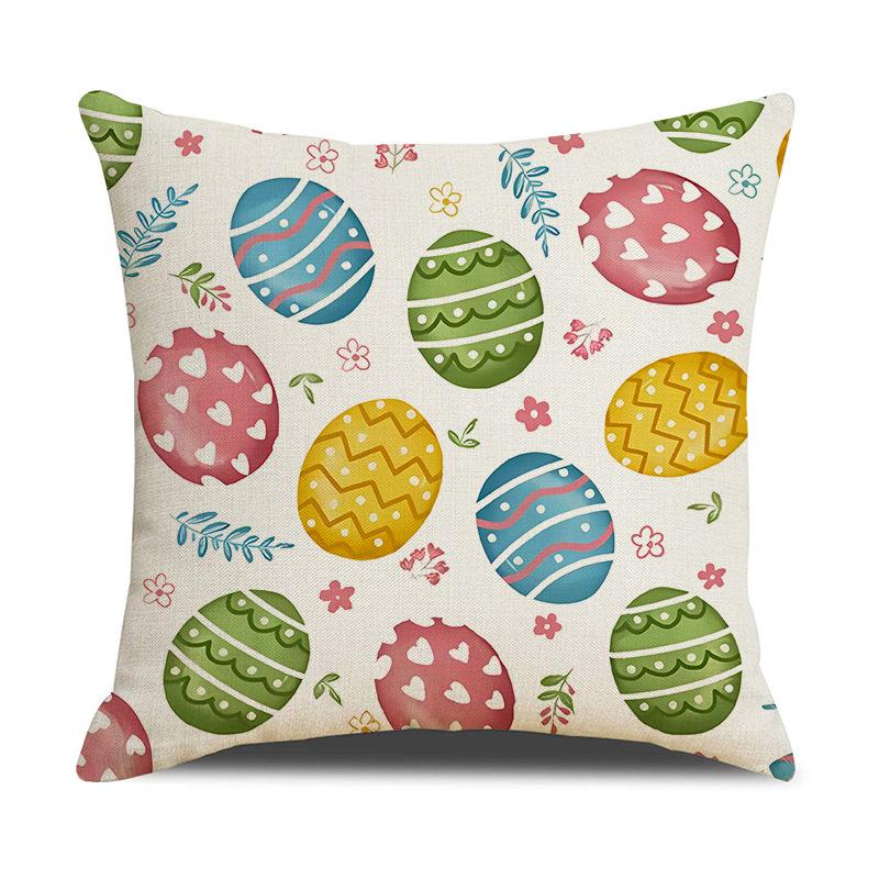 

Easter Bunny Egg Print Linen Throw Cover Holiday Party Decoration Sofa Cushion Cover 45 * 45Cm (excluding pillow core)