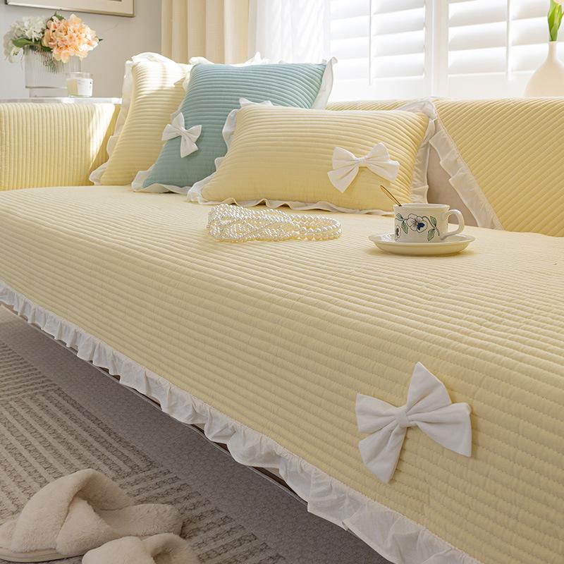 Simple Solid Color Sofa Cushion Four Seasons Cotton Fabric Non-Slip Cotton Cushion Universal Modern Sofa Cover Towel